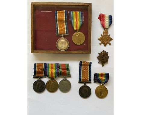 A FIRST AND SECOND WORLD WAR GROUP OF THREE AND SIMILAR PAIRS TO THE ASC. Comprising a War medal and Victory medal named to M