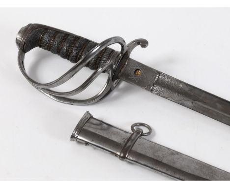 AN 1821/1822 PATTERN CAVALRY OFFICER'S SWORD BY HILL BROTHERS. With an 89cm slightly curved, pointed and fullered blade, fine