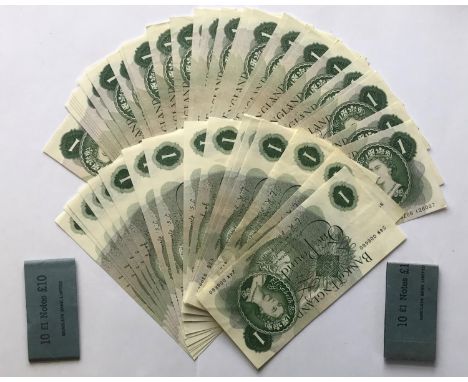 A COLLECTION OF SERIES 'C' PORTRAIT ISSUE ONE POUND NOTES. 39 Series 'C' one pound notes signed J.B. Page, and six similar no