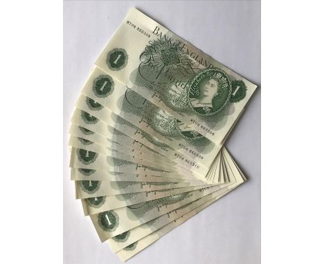 SERIES 'C' AND 'D' ONE POUND BANKNOTES. Series 'C' Portrait issue one pound Bank notes signed by J.B.Page MT08 860308 - 86032