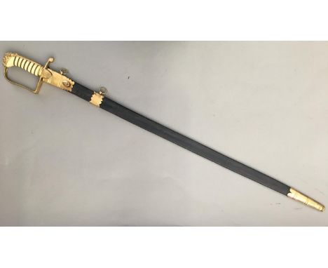 AN 1805 PATTERN NAVAL OFFICERS SPADROON, RANK OF COMMANDER AND ABOVE. With an 83cm straight pointed and fullered blade extens