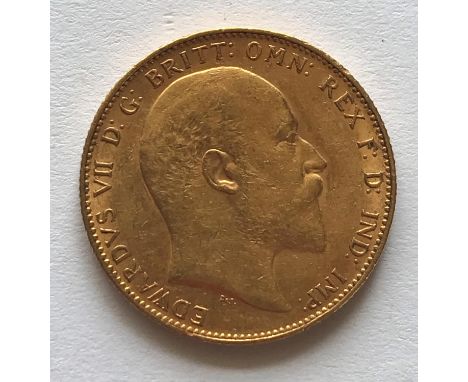 AN EDWARD VII SOVEREIGN. An Edward VII Sovereign, bare head r, P on the ground for the Perth Mint, dated 1902.