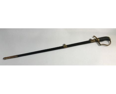 A DRESS-WEIGHT 1805 PATTERN WARRANT OFFICERS' SWORD. With a 68.5cm single edged pointed blade with etched scrolling decoratio