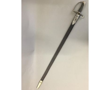 AN EARLY INFANTRY OFFICERS SPADROON. With a 81cm straight wingle sided blade with pointed tip and gentle fuller, with gilt hi