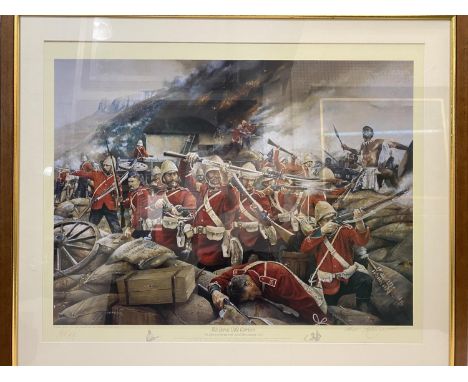 'THIS HEROIC LITTLE GARRISON' RORKES DRIFT PRINT. A colour print after John Collingwodd 'This Heroic Little Garrison' signed 
