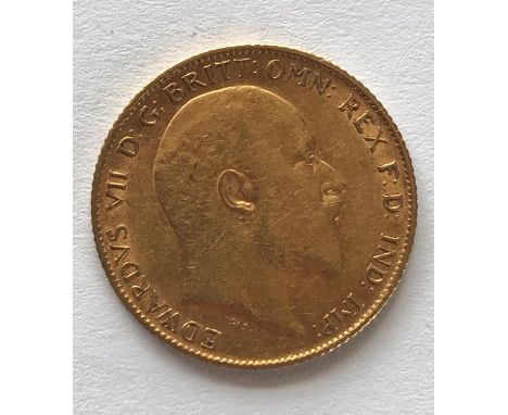 AN EDWARD VII HALF SOVEREIGN. An Edward VII half sovereign, bare head r, dated 1907.