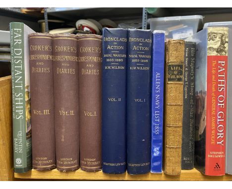A COLLECTION OF PRE FIRST WORLD WAR NAVAL HISTORY BOOKS. A collection of books including Ironclads in Action a Sketch of Nava