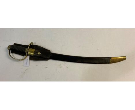 A MID 19TH CENTURY POLICE OR CUSTOMS OFFICERS SWORD. With an unmarked 59cm Cutlass form blade with double edged point and ful