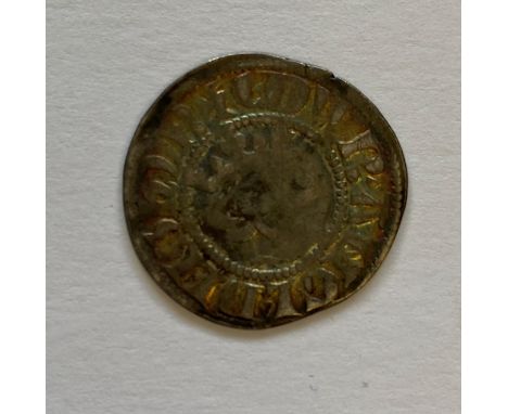 AN EDWARD II HAMMERED SILVER PENNY. A silver penny, facing crowned portrait, reverse with long cross 'London' with 12 pellets