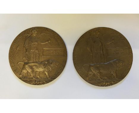 TWO FIRST WORLD WAR MEMORIAL PLAQUES TO THE CAWSON FAMILY. A Geroge Cawson served as a Private with number G272 in the Queen'