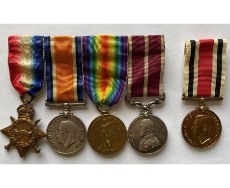 A FIRST WORLD WAR GROUP OF FIVE TO THE ROYAL ORDNANCE CORPS. A Great War group of five comprising 1914-15 Star, Defence and W