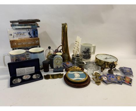 TWO ROYAL DOULTON NAVAL COMMEMORATIVE MUGS AND OTHER COLLECTABLES. A Royal Doulton limited edition ceramic mug 'Horatio Nelso