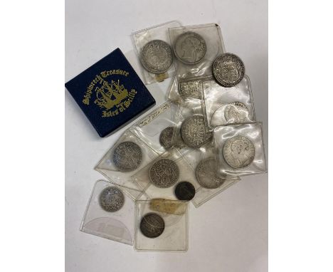 A SMALL COLLECTION OF VICTORIAN AND LATER SILVER. Halfcrowns for 1883, 1885, 1887, 1889 (2), 1923, Florins for 1888, 1901 (2)