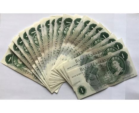 A COLLECTION OF SERIES 'C' PORTRAIT ISSUE ONE POUND NOTES. 27 Series 'C' one pound notes signed J.Q.Hollom. 27