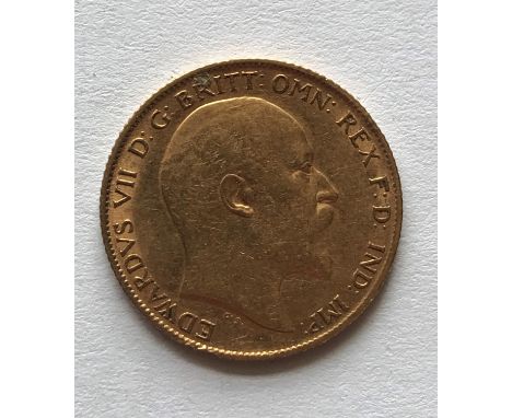 AN EDWARD VII HALF SOVEREIGN. An Edward VII half sovereign, bare head r, dated 1908.