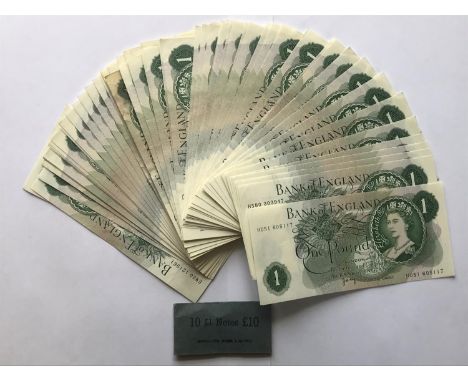 A COLLECTION OF SERIES 'C' PORTRAIT ISSUE ONE POUND NOTES. 70 Series 'C' one pound notes signed by J.B.Page. (70)