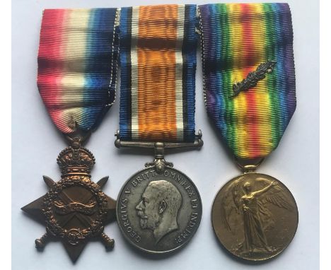 A FIRST WORLD WAR TRIO TO THE GORDON HIGHLANDERS. A Great War trio comprising 1914-15 Star, War Medal and Victory Medal with 