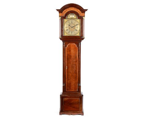 John Leathem, Waterford: a 19th Century mahogany longcase clock, the brass arch-topped dial with Roman numerals, Arabic minut