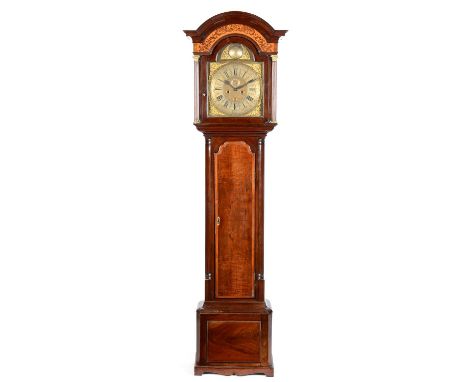 John Leathem, Waterford: a 19th Century mahogany longcase clock, the brass arch-topped dial with Roman numerals, Arabic minut