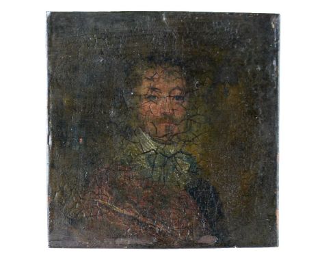 Late 17th Century British School,A portrait of Charles I,oil on copper panel,7.5 x 7.2cms, unframed;and a lithograph of the s