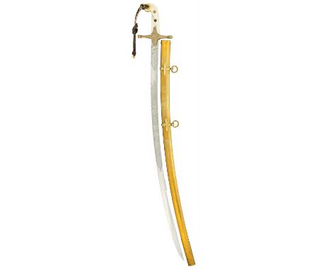 A VICTORIAN MAMELUKE-HILTED GENERAL OFFICER’S SWORD ◉ with curved blade double-edged towards the point, etched with scrolling