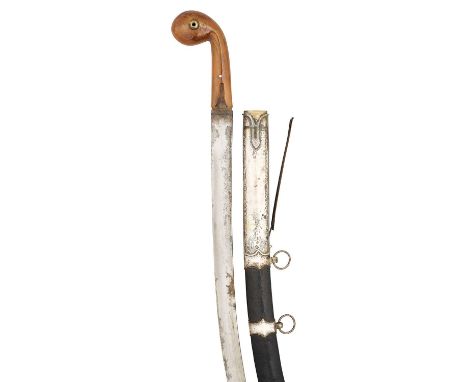 AN OTTOMAN SILVER-MOUNTED SWORD (SHAMSHIR), TURKEY, 18TH/ EARLY 19TH CENTURY with curved single-edged blade of crucible steel