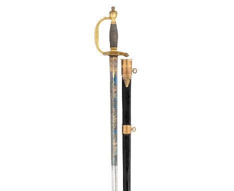 A 1796 PATTERN INFANTRY OFFICER’S SWORD FOR THE EAST INDIAN COMPANY of regulation type, with etched and gilt blade decorated 