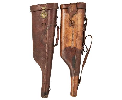 TWO ‘LEG-OF MUTTON’ GUN CASES each with its lid and carrying handle, the first: 79.0 cm overall (2)