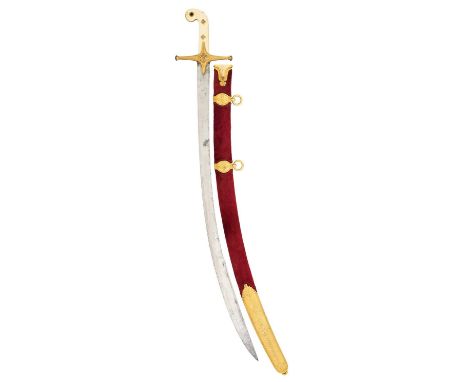AN 1822 PATTERN IX LANCERS OFFICER'S SWORD ◉ of regulation type, with curved blade formed with a spear point, etched with the