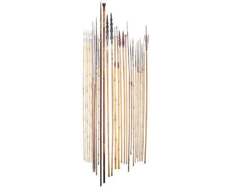 TWENTY-SEVEN HARPOONS AND A BLOW PIPE, 19TH/20TH CENTURY the harpoons all with bamboo and cane shafts, of various lengths wit