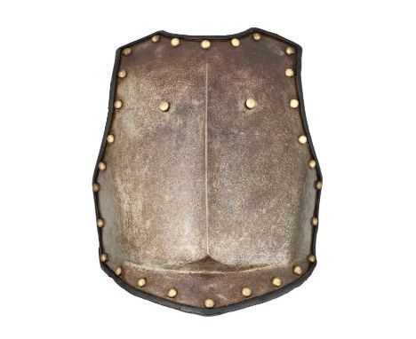 A CAVALRY BREASTPLATE, 19TH CENTURY formed with a medial ridge, fitted with a pair of copper alloy studs for the shoulder sca