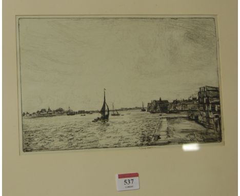 Henry Stuart Brown (1871-1941) - Kings Lynn Harbour, etching, signed both to the plate and outside of the plate, 18 x 28cm