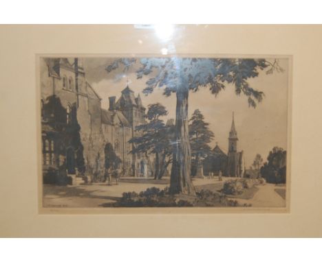 Leonard Russell Squirrel - Framlingham College, etching, signed and dated lower left 1939, further signed in pencil to the ma