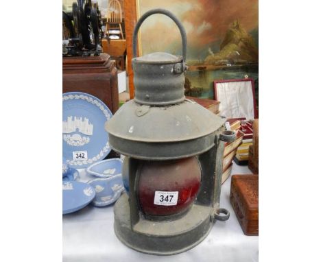 A brass ship's lantern.
