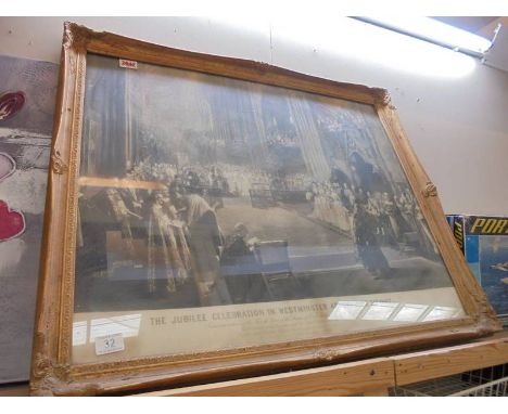 A framed and glazed print entitled 'The Jubilee Celebration in Westminster Abbey - June 21st 1887.&nbsp; COLLECT ONLY.