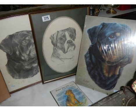 Three dog pictures and on other item. COLLECT ONLY.