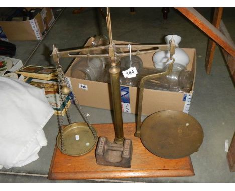 A set of Victorian brass scales, COLLECT ONLY.