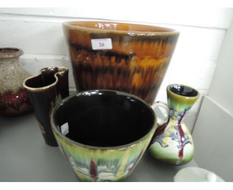 A West German ceramic Planter 700-24 and selection of vases