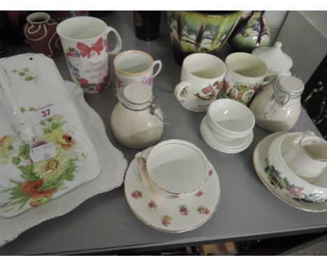 A selection of ceramics including a Southerland cup and saucers, Cornation ware, Aynsley and cheese wedge etc