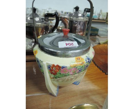 A Wilkinson Art Deco 'Springtime' pattern 7100 biscuit barrel 