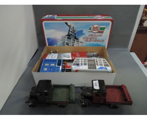 A LGB G scale Cableway set boxed 89080 and two G gauge diecast vintage trucks  