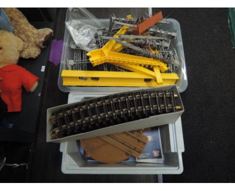 Two boxes of LGB G scale accessories and track