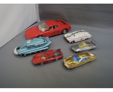 Five Dinky Toys die-casts, Maximum Security vehicle, Ed Strakers car, Spectrum patrol car, Sams car and Spectrum pursuit vehi