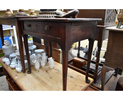 An 18th century mahogany single drawer side table, 75.5cm wide. 