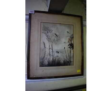 Manner of Arthur Rackham, a book illustration, initialled 'E R', watercolour, 28 x 22cm. 