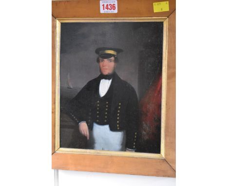 English School, 19th century, half-length portrait of a sailor, oil on board, 23 x 18.5cm.  Condition Report: Painting has be