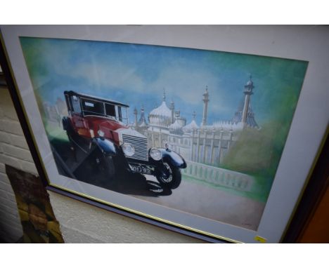 E Bobby, a vintage Rolls Royce by Brighton Pavilion, signed, gouache, 40.5 x 58cm. 