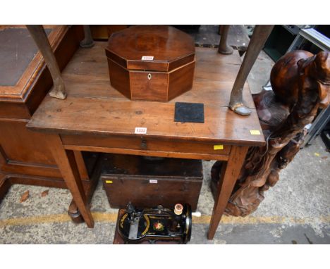 An antique French fruitwood single drawer side table, 67cm wide. 