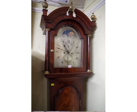 A good George III mahogany and ebony strung 8 day longcase clock, by Plowman, Chichester, the 12 in silvered dial with moonph