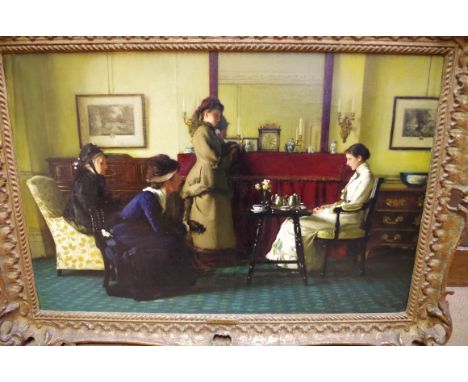 Claude Andrew Calthrop, 'The First at Home', initialled and dated 1877, oil on canvas, 50 x 75cm.  Condition Report: In good 
